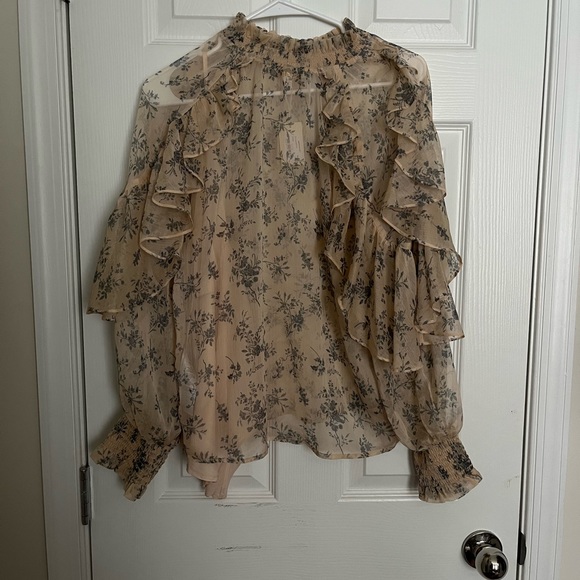 NWT MAJE Ruffle Floral Blouse - 3 - Picture 12 of 13